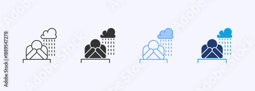 Depression Icon Set Multiple Style Collection