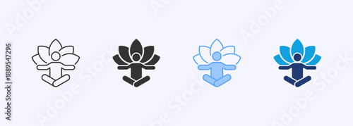 Meditation Icon Set Multiple Style Collection