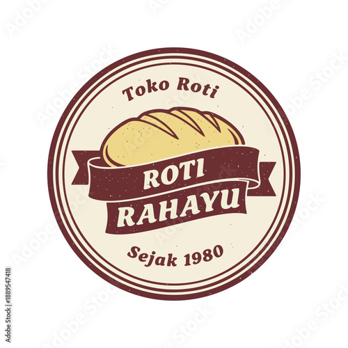 Retro bakery logo featuring a bread loaf emblem with classic typography, representing traditional Indonesian bread shop branding and long-established artisan baking.
