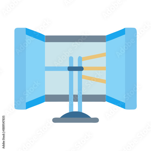 Abstract illustration of open window with blue and yellow