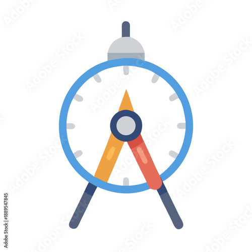 Colorful alarm clock icon symbol showing time concept design