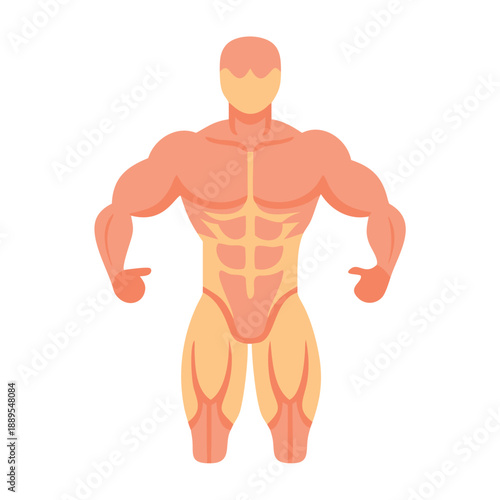 Stylized bodybuilder illustration on black background showing strong physique