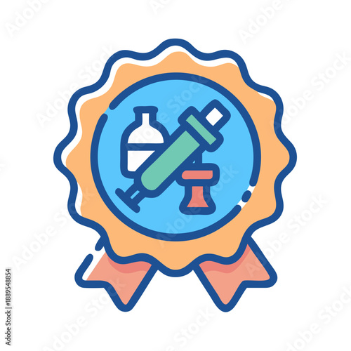 Healthcare award icon with medical lab equipment design