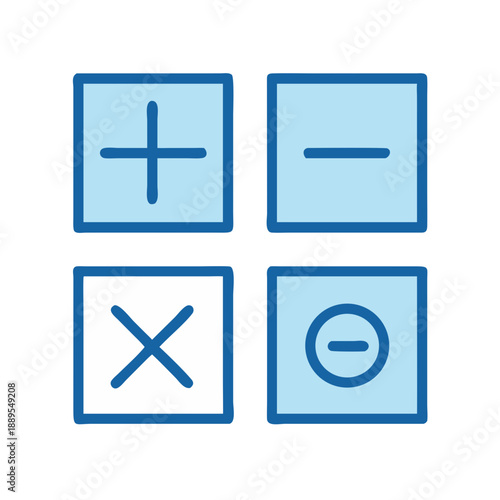 Minimalist calculator icon set with plus minus multiply divide