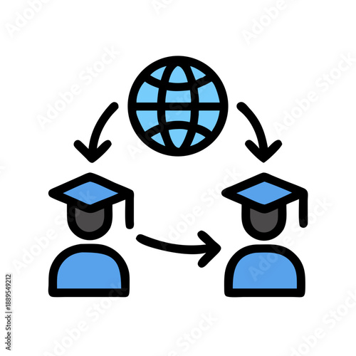 Global education network illustration connecting graduates worldwide digitally