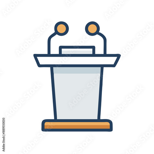 Minimalist podium illustration against black background for presentations and speeches