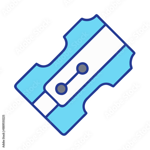 Flat Illustration of a Blue Pencil Sharpener on Black Background