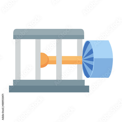 Simplified jet engine behind bars on a black background