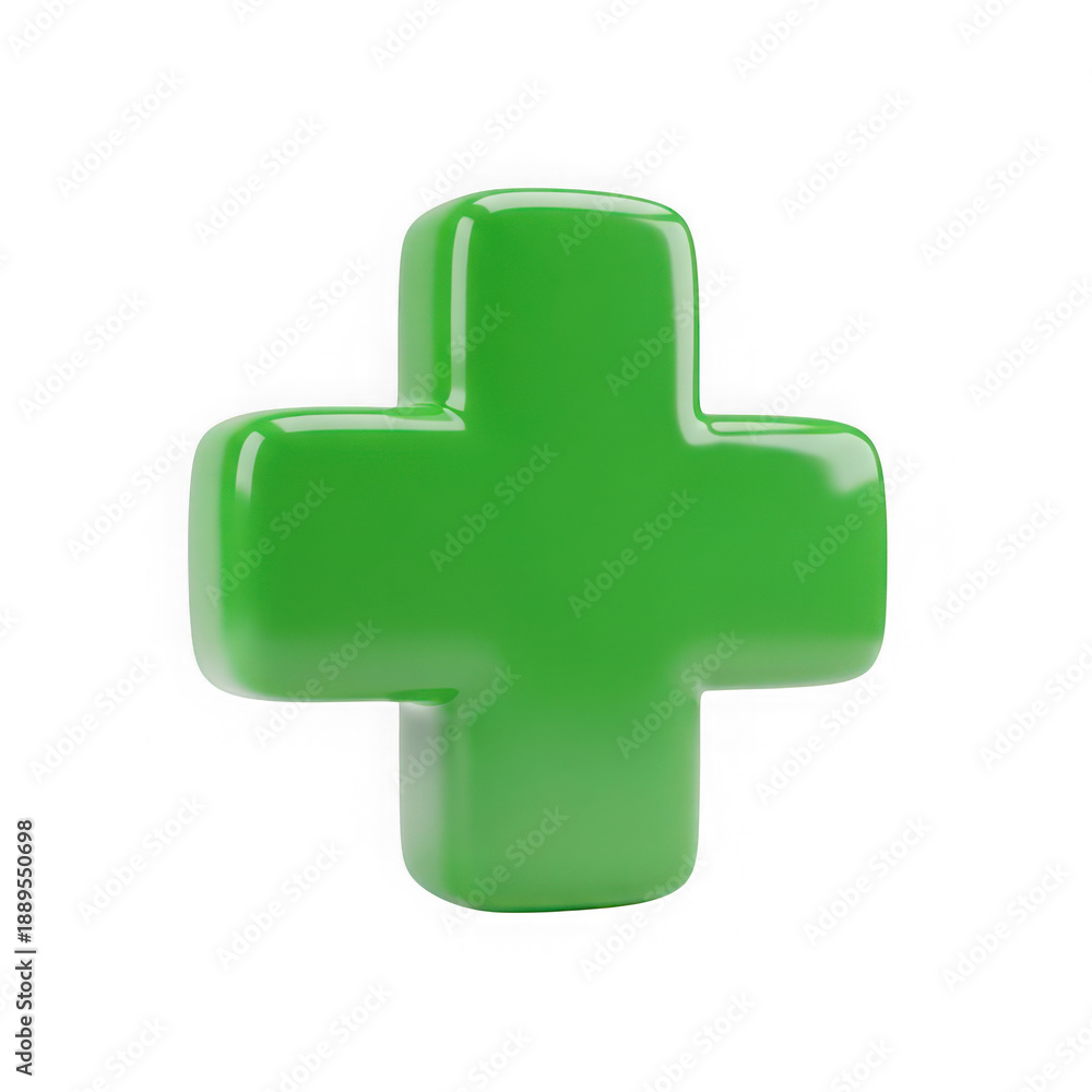 Obraz premium 3d green plus sign icon isolated on transparent background isolated on transparent background