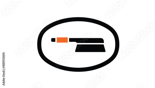 Squeegee with orange handle in simple flat design on white background for cleaning icon