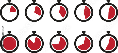 Vector illustration of a red cross emblem on a red and white background featuring a 3d circle button icon with a stopwatch timer