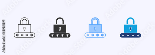 Password Icon Set Multiple Style Collection
