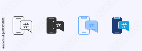 Hashtag Icon Set Multiple Style Collection
