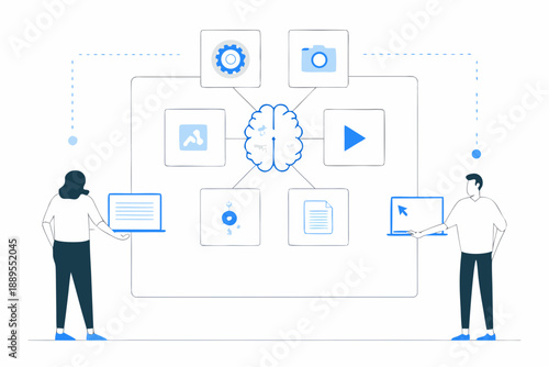Artificial intelligence connecting people through various digital technologies and data