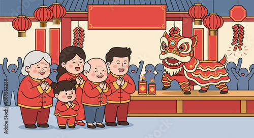 Chinese New Year Lion Dance Performance Celebration