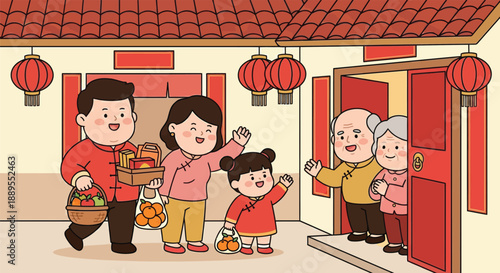 Visiting Relatives During Chinese New Year Celebration