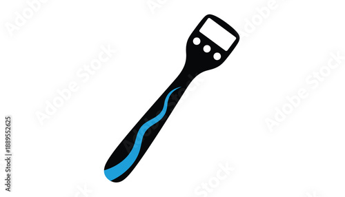 Paintbrush with blue stripe in modern minimalist design on white background for graphic design