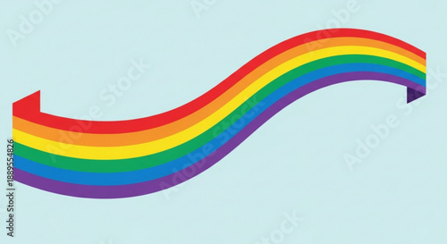 Wavy rainbow symbol on light blue background lgbtq pride flag colors