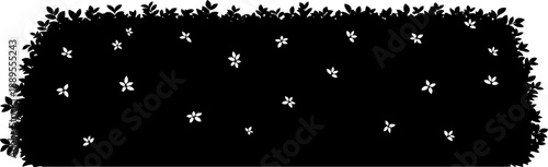 Garden hedge silhouette with flower accents