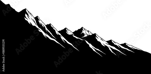 Jagged mountain range silhouette with sharp peaks