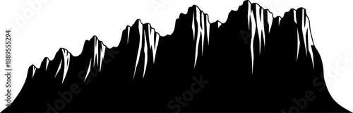 Jagged mountain range peaks silhouette landscape
