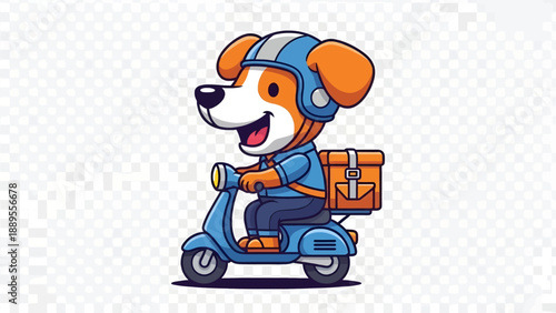 Speedy Delivery Dog: A cheerful canine, donned in a helmet, zips along on a scooter, a box strapped to his back, embodying the essence of swift and dependable delivery. 