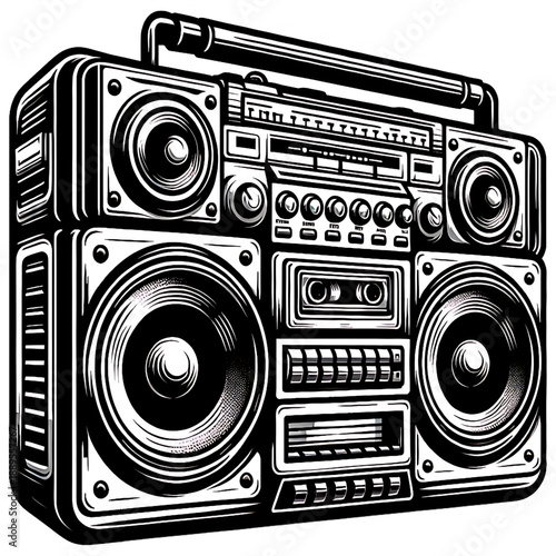 retro radio isolated on white