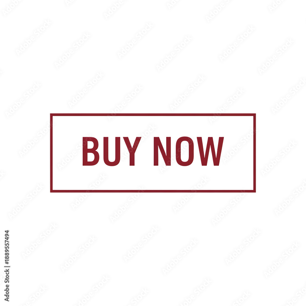 Obraz premium Buy Now Dark Red Rectangular Button, on a transparent backdrop.