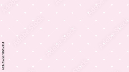 Soft pink aesthetic background with white heart icons and dotted geometric grid. Elegant seamless romantic texture