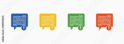 Message Icon Set Color Multiple Style Collection