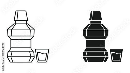 Black and white illustration of sake bottle and cup