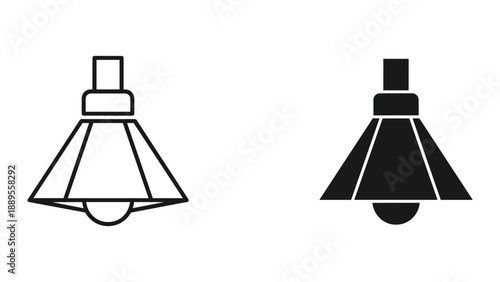 Simple line drawing of ceiling lamp in two different styles