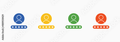 Username Icon Set Color Multiple Style Collection