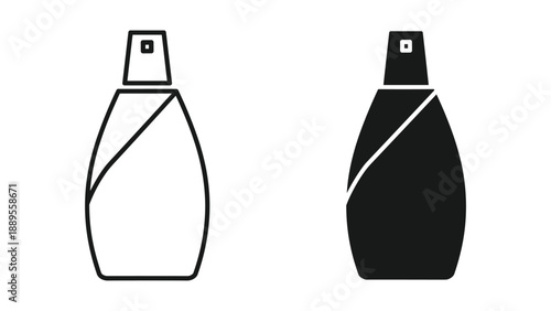 Simple line art of perfume bottles in black and white