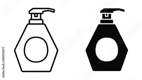 Hand soap pump bottle icon in two different styles
