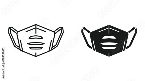 Black and white illustration of face mask