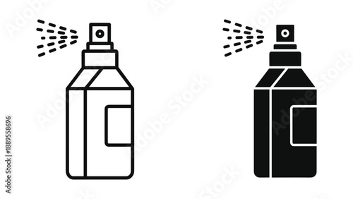 Spray bottle illustration with spraying liquid
