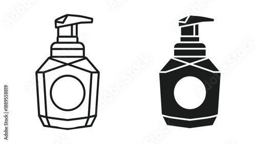 Hand sanitizer bottle illustration in black and white