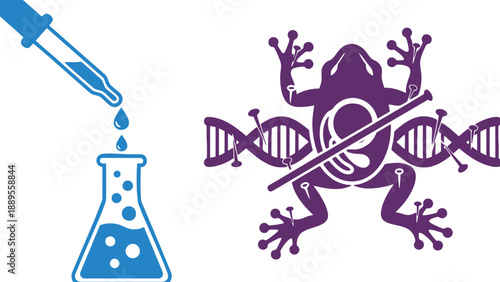 A graphic illustration of genetic engineering with a frog and DNA sequences