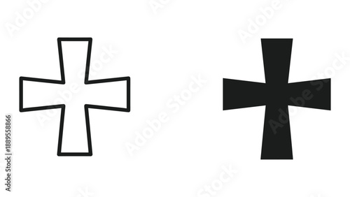 Simple cross symbol in black and white