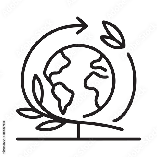 Global sustainability concept with earth leaves and circular arrows illustrated
