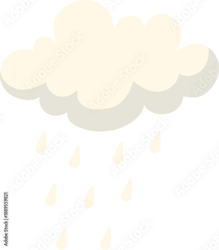 Cartoon Cloud with Raindrops on Rainy Days