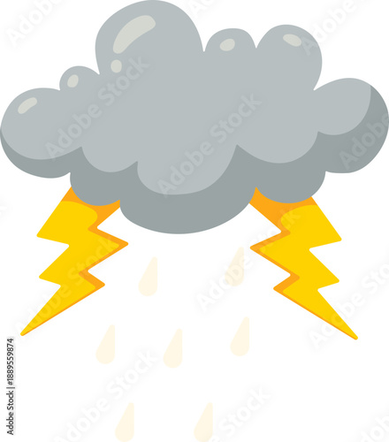 Stormy Cloud with Thunderstorm Lightning and Rain Illustration