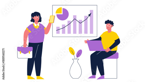 Professional team collaborating on data analysis and growth strategies