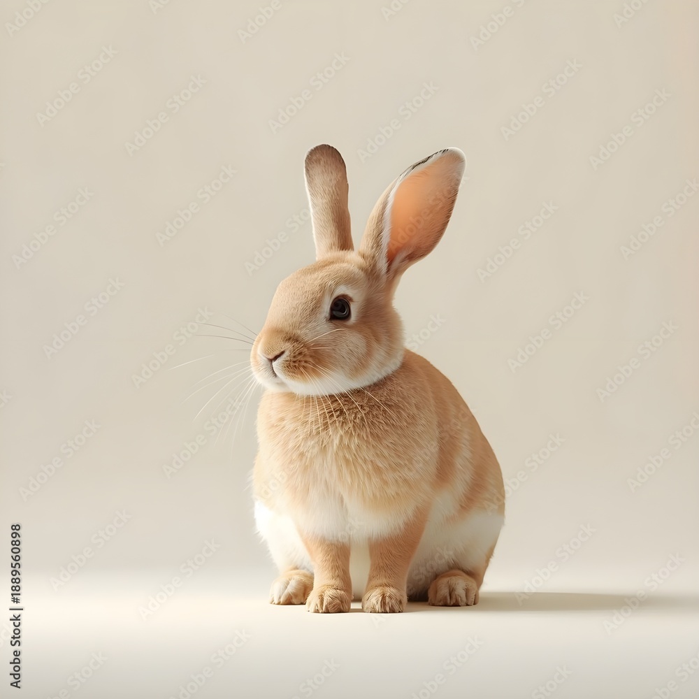 Fototapeta premium Gentle rabbit sitting calmly, Chinese symbolism of luck and harmony