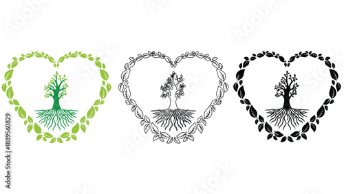 Heart-Shaped Frames Made of Tree Branches and Leaves, Ants, and Bones – Symbolic Nature, Insects and Anatomy Art