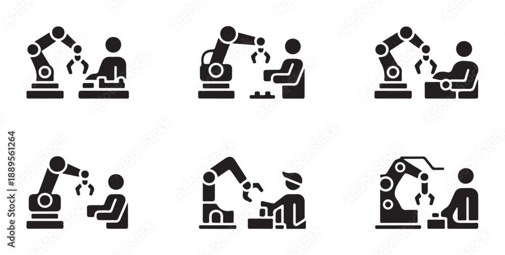 Fototapeta premium Robotic arm collaborating with human worker in industrial manufacturing setting
