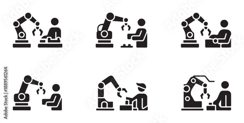 Robotic arm collaborating with human worker in industrial manufacturing setting
