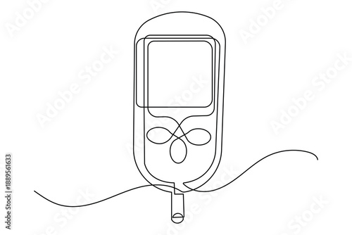 Single line art illustration of glucose meter continuous outline drawing simple