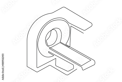 Radiology imaging machine symbol continuous outline drawing simple style health element